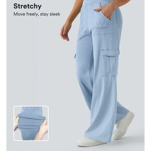 HALARA Light Blue Wide-Leg Cargo Pants